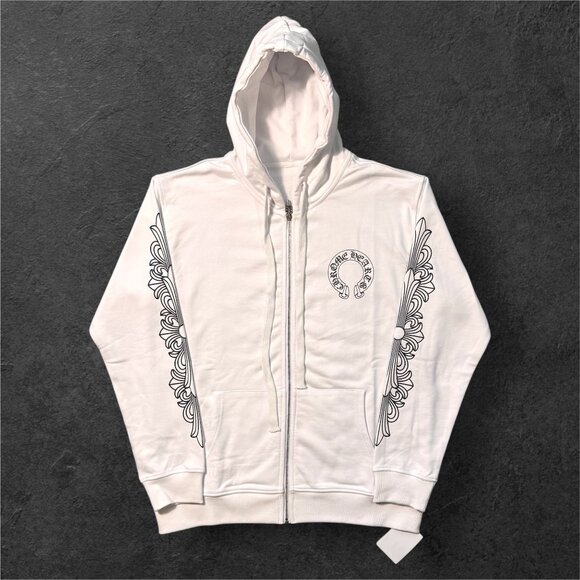 Chrome Hearts White Zip Up Hoodie NEW - Picture 3 of 8